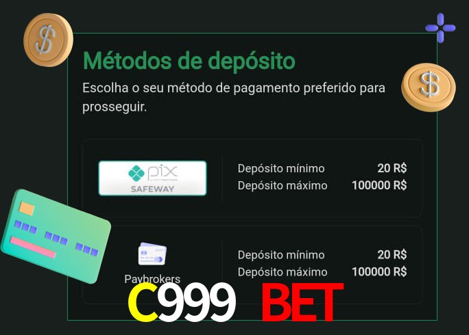 O cassino C999 Bet oferece uma grande variedade de métodos de pagamento